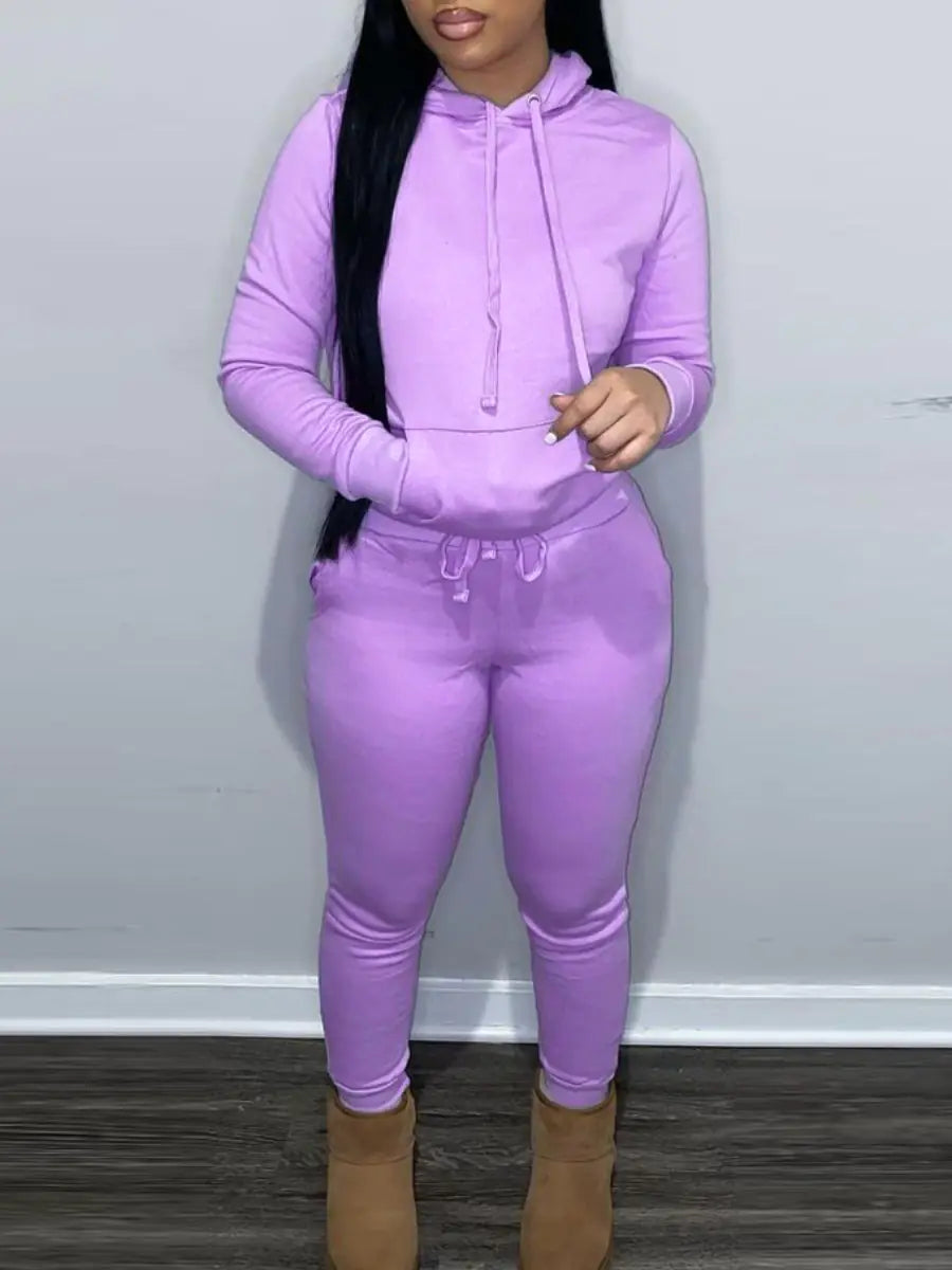 Fleece Hoodie Jacket Two-Piece Set