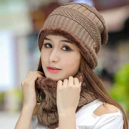 Thick Knit Beanie Hat, Warm Wool Cap