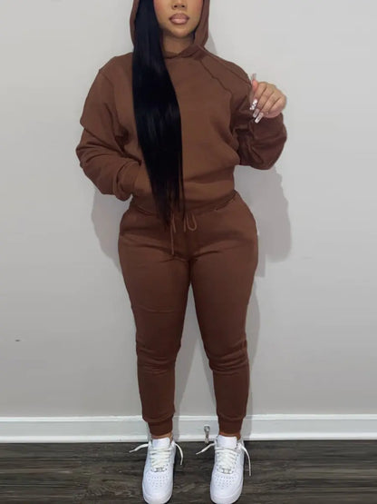 Fleece Hoodie Jacket Two-Piece Set