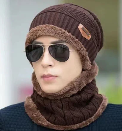 Thick Knit Beanie Hat, Warm Wool Cap