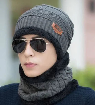 Thick Knit Beanie Hat, Warm Wool Cap