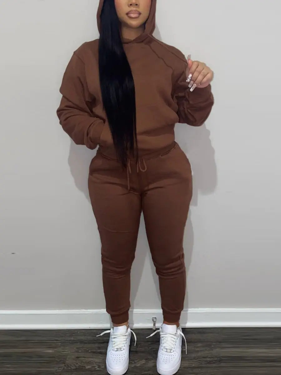 Fleece Hoodie Jacket Two-Piece Set