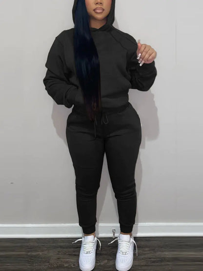 Fleece Hoodie Jacket Two-Piece Set