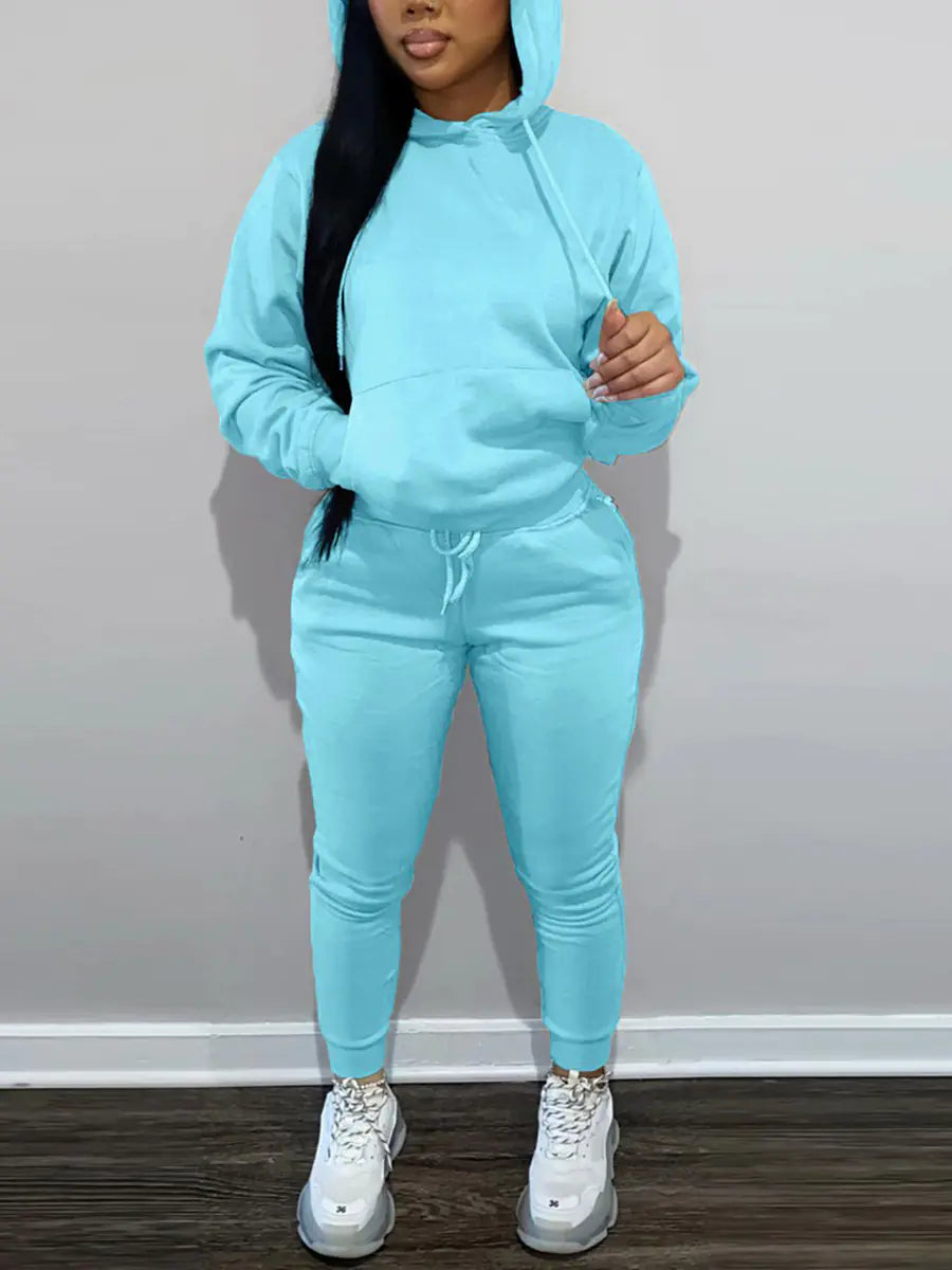 Fleece Hoodie Jacket Two-Piece Set